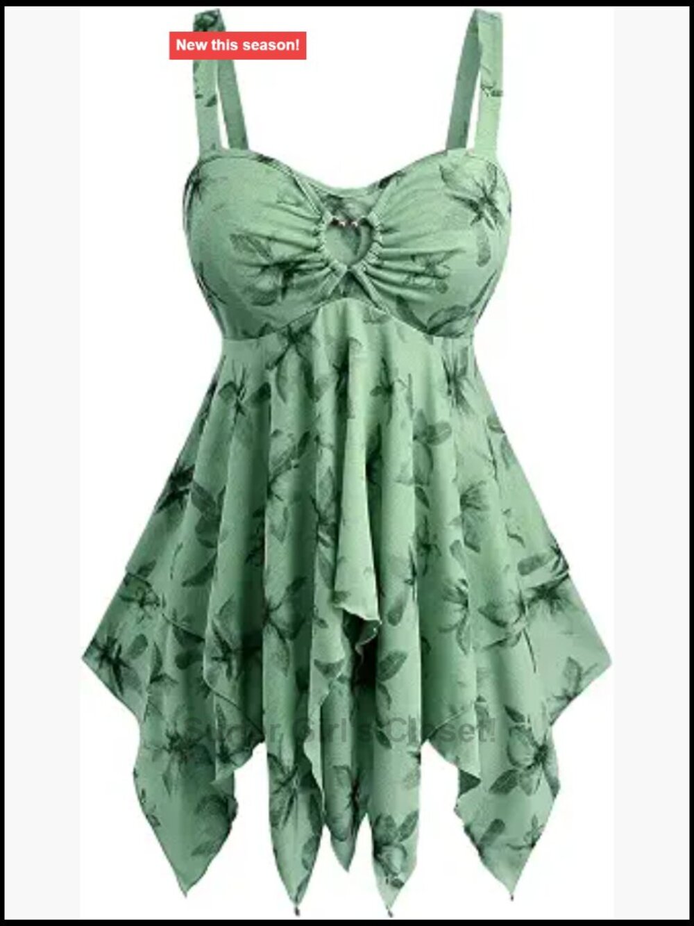 Plus Size Floral Hanky Hem Babydoll Tank Top Sleeveless Summer Layered Tunic